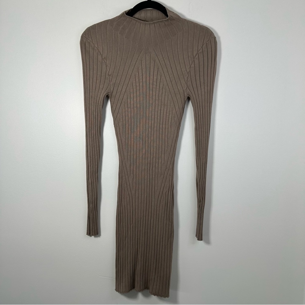 Abercrombie & Fitch Women’s Beige Long Sleeve Ribbed Knit Bodycon Dress Size XS